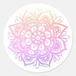 Pastel Gradiënt Mandala Bloem Ronde Sticker