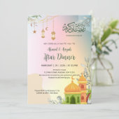 Pastel Gradient Mosque Iftar Dinner Invitation Kaart (Staand voorkant)