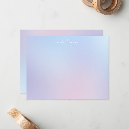 Pastel Gradient Ombre Modern briefpapier Note Kaar Notitiekaartje (Voorkant / Achterkant in situ)