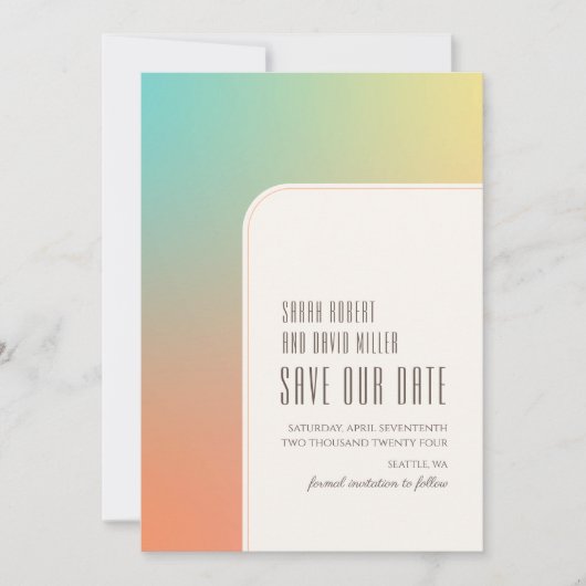 Pastel Gradient Retro Chique Roze Save The Date (Voorkant)