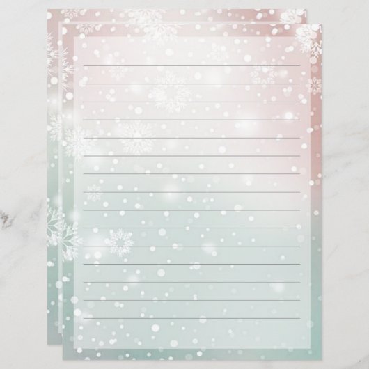 Pastel gradiënt sneeuw Kerstmis briefpapier (Voorkant / Achterkant)