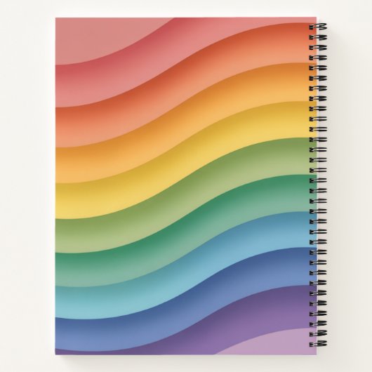 Pastel Gradient Wave Stripes Personalized Notebook Notitieboek (Achterkant)