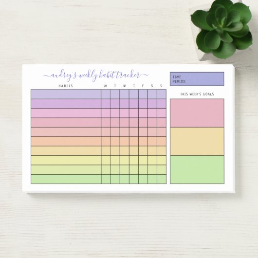 Pastel Gradient Weekly Habit Tracker Post-it® Notes (Kantoor)