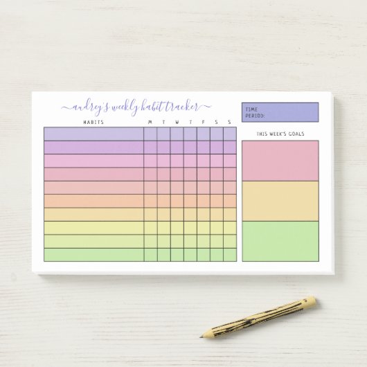 Pastel Gradient Weekly Habit Tracker Post-it® Notes (Op bureau)