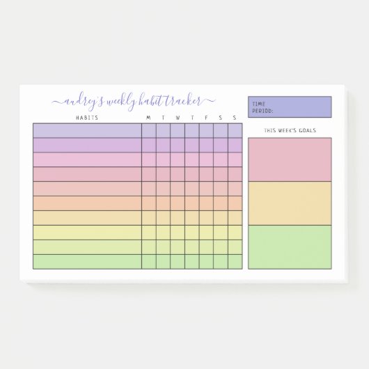 Pastel Gradient Weekly Habit Tracker Post-it® Notes (Voorkant)