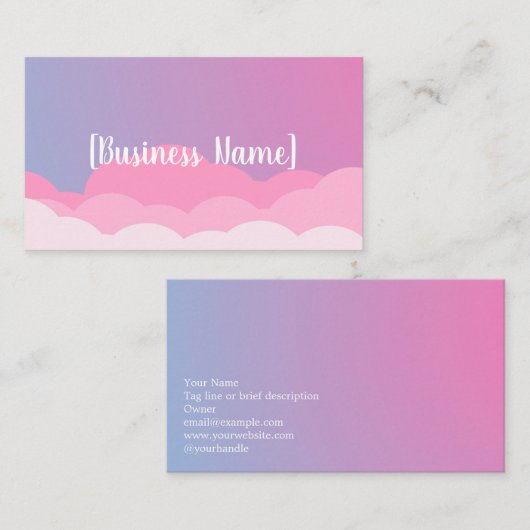 Pastel Gradiënt Zakelijke Kaart met Wolken | Op Ma Visitekaartje (Voorkant / Achterkant)