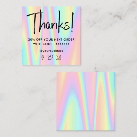 Pastel gradiënten dank u vierkante visitekaartje (Voorkant / Achterkant)