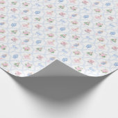 Pastel Grandmillennial Waterverf Notenkraker Cadeaupapier (Hoek)