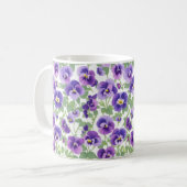Pastel Graphic Paarse Pansies Koffiemok (Voorkant links)