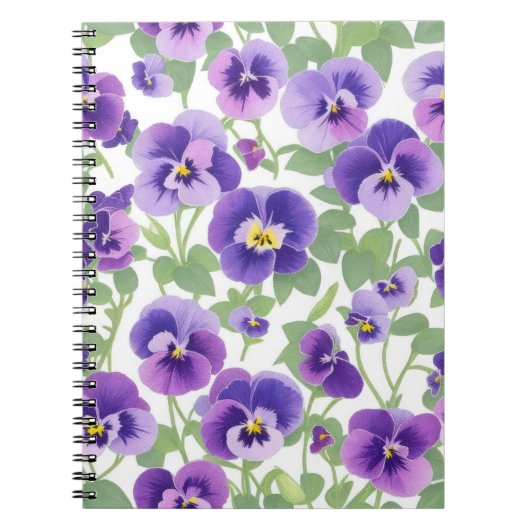 Pastel Graphic Paarse Pansies Notitieboek (Voorkant)