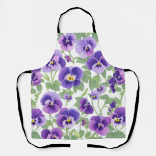 Pastel Graphic Paarse Pansies Schort