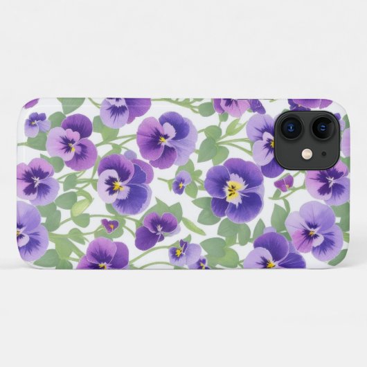 Pastel Graphic Paarse Pansies Telefoon Case (Achterkant (horizontaal))
