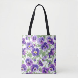 Pastel Graphic Paarse Pansies Tote Bag