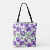 Pastel Graphic Paarse Pansies Tote Bag (Achterkant)
