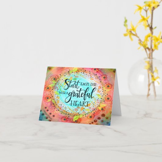 pastel Grateful Heart Kaart (Gele Bloem)