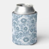 Pastel Gray Navy Floral Pattern Blikjeskoeler (Blikje Voorkant)