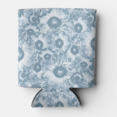 Pastel Gray Navy Floral Pattern Blikjeskoeler (Voorkant)