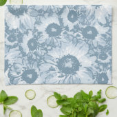 Pastel Gray Navy Floral Pattern Theedoek (Gevouwen)