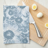 Pastel Gray Navy Floral Pattern Theedoek (Quarter Fold)