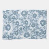 Pastel Gray Navy Floral Pattern Theedoek (Horizontaal)