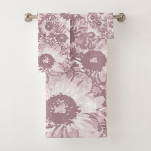 Pastel Gray Roos Roze Floral Patroon Bad Handdoek