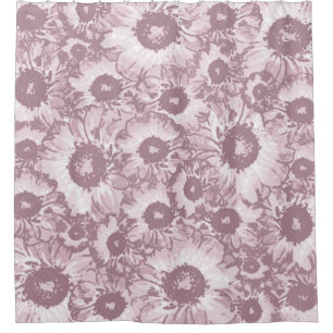 Pastel Gray Roos Roze Floral Patroon Douchegordijn