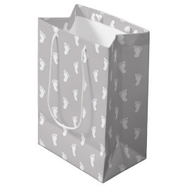 PASTEL GRAY ROWS OF BABY FEET MEDIUM CADEAUZAKJE