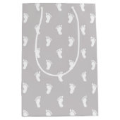 PASTEL GRAY ROWS OF BABY FEET MEDIUM CADEAUZAKJE (Voorkant)