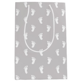 PASTEL GRAY ROWS OF BABY FEET MEDIUM CADEAUZAKJE