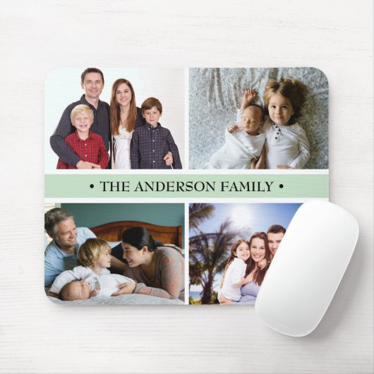 Pastel Green 4 Photo Collage Custom Muismat (Met muis)