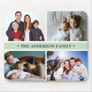 Pastel Green 4 Photo Collage Custom Muismat