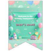Pastel Green Baby Birthday Bunting Flags Vlaggetjes (Derde vlag)