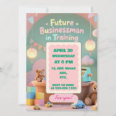 Pastel green Baby Boy Birthday invitation for kids Kaart (Achterkant)