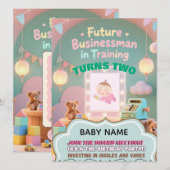 Pastel green Baby Boy Birthday invitation for kids Kaart (Voorkant / Achterkant)