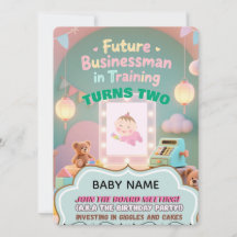 Pastel green Baby Boy Birthday invitation for kids