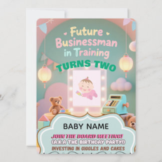 Pastel green Baby Boy Birthday invitation for kids Kaart