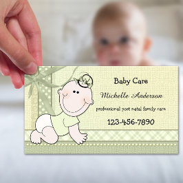 Pastel Green Baby Care Baby Sitter Visitekaartje
