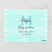 Pastel green baby in bloom monogram baby shower te briefkaart (Achterkant)