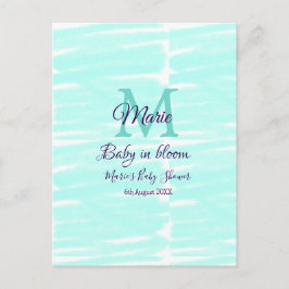 Pastel green baby in bloom monogram baby shower te briefkaart