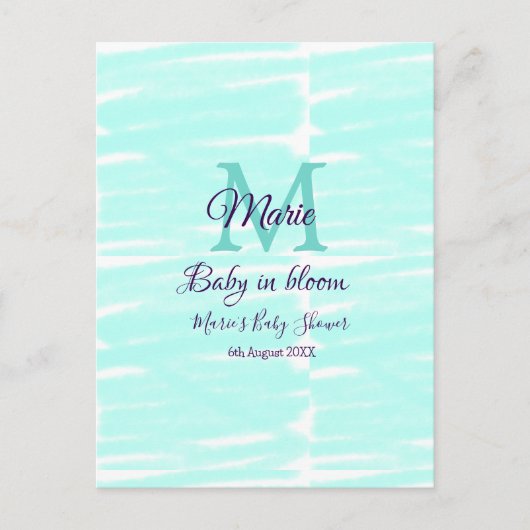 Pastel green baby in bloom monogram baby shower te briefkaart (Voorkant)
