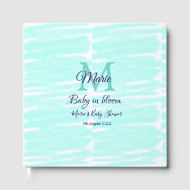 Pastel green baby in bloom monogram baby shower te gastenboek