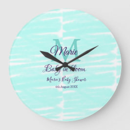 Pastel green baby in bloom monogram baby shower te grote klok