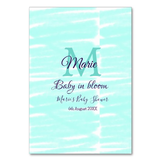 Pastel green baby in bloom monogram baby shower te kaart (Achterkant)