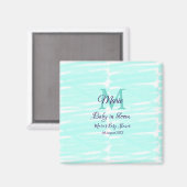 Pastel green baby in bloom monogram baby shower te magneet (Voorkant / Achterkant)