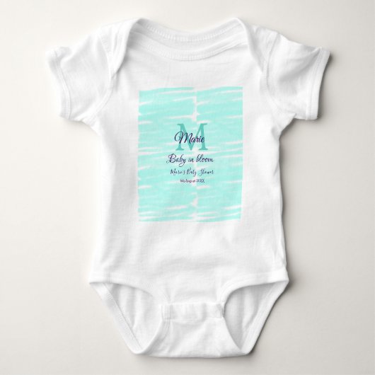 Pastel green baby in bloom monogram baby shower te romper (Voorkant)