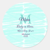 Pastel green baby in bloom monogram baby shower te ronde sticker (Voorkant)
