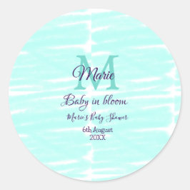 Pastel green baby in bloom monogram baby shower te ronde sticker