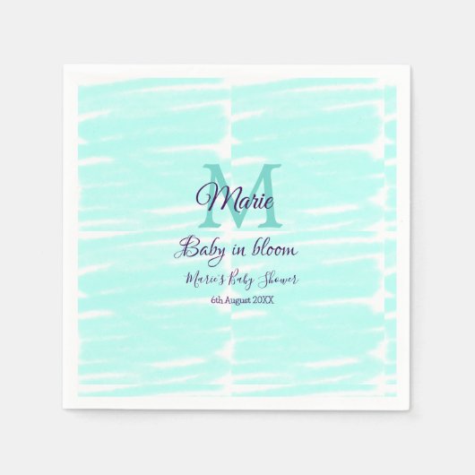 Pastel green baby in bloom monogram baby shower te servet (Voorkant)