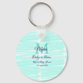 Pastel green baby in bloom monogram baby shower te sleutelhanger