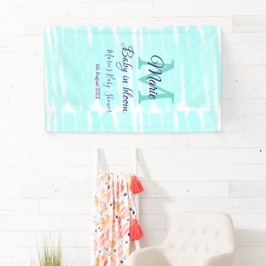 Pastel green baby in bloom monogram baby shower te spandoek (Insitu)